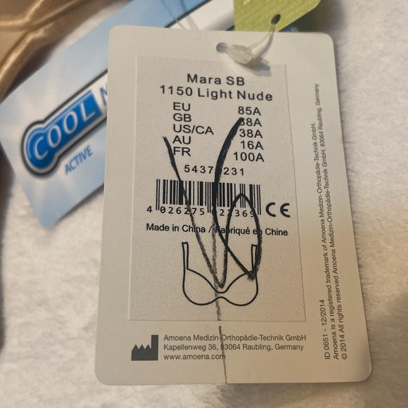 AMOENA MARA SB 1150 NWT Mastectomy Bra Wireless Padded Size 38A - Picture 3 of 8